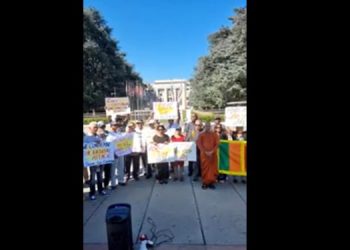 In opposition to Galle face attack demonstrations in Geneva ! Sri Lankans  protest! (VIDEO)