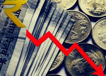 The Indian rupee falls to a new low as foreign funds leave the country.