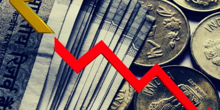 The Indian rupee falls to a new low as foreign funds leave the country.