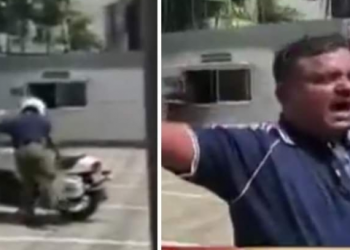 Police officer joins protesters in Maharagama