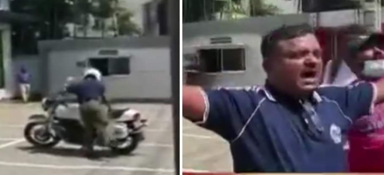 Police officer joins protesters in Maharagama