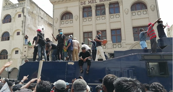 Seven injured : Protesters seize Police water cannon truck