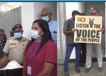 Citizens of the Aragalaya Organization: Stage a Protest against PTA near UN Colombo Office