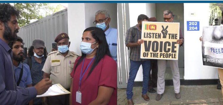 Citizens of the Aragalaya Organization: Stage a Protest against PTA near UN Colombo Office