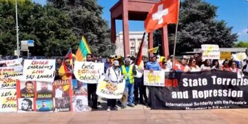 Geneva gets heated up! Sri Lankans in a protest against SL. government suppression(VIDEO).