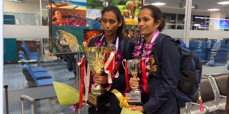 Asian Champions Sri Lankan netball team landed in Sri Lanka ! (VIDEO)