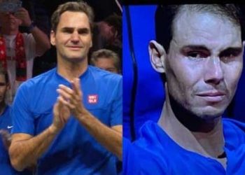 Rafael Nadal get emotional during Roger Federer’s final match.