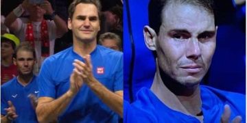 Rafael Nadal get emotional during Roger Federer’s final match.