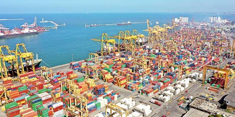 July transshipment containers at the Port of Colombo dropped