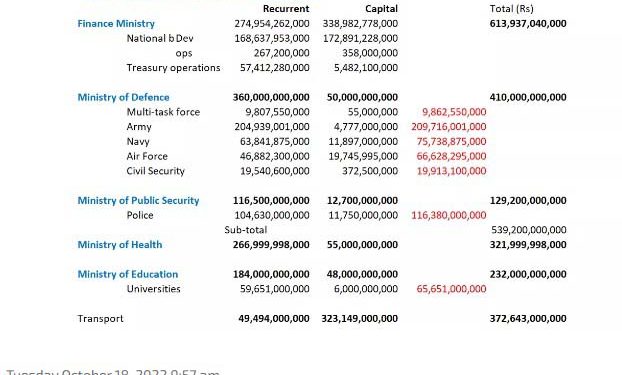 Defence, pensions, and debt service top Sri Lanka budget 2023.