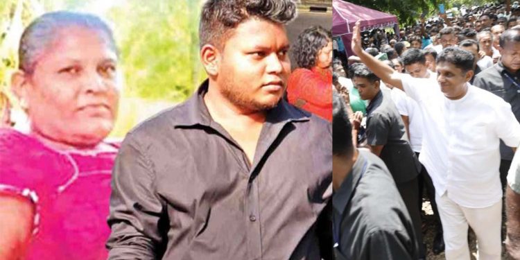 Sajith goes to Dambana to visit detained Mudalige’s mother