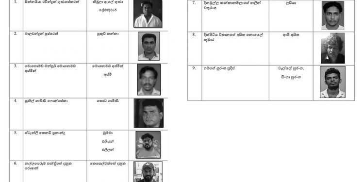 The NIA released photos of nine underworld Sri Lankans arrested in Tiruchirappalli, Tamil Nadu (TN).
