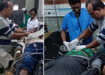 Unruly throng attacks doctor demanding life for suicide victim.