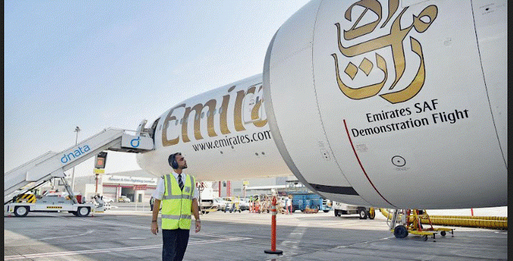 Emirates operates milestone demonstration flight powered with 100% Sustainable Aviation Fuel