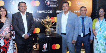 Rugby hits Colombo: HNB and MasterCard unveils Webb Ellis trophy at HNB Towers