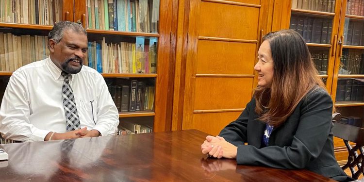 US envoy to Sri Lanka Ms Julie Chung meets with the Finance Secretary in the Ministry.