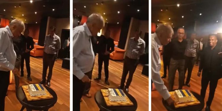 Celebrate the president’s birthday with friends by cutting a royal cake with a sword! VIDEO