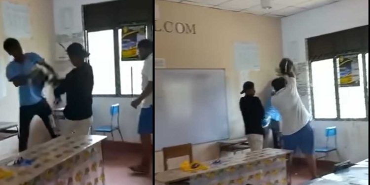 A video of unknown people hitting students in a school classroom circulated on social media.