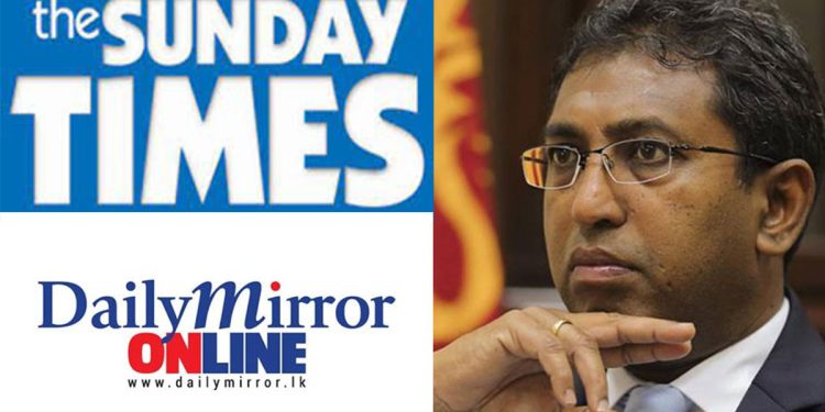 Harsha tweets about the lies in the Daily Mirror and Sunday Times.