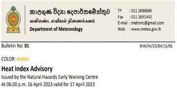 Heat warning issued for 13 districts; no Colombo