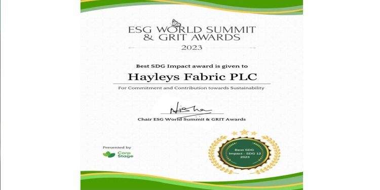 Hayleys Fabric recognised on global stage: Awarded Best SDG Impact at ESG World Summit and GRIT Awards  I Sri Lanka Latest News