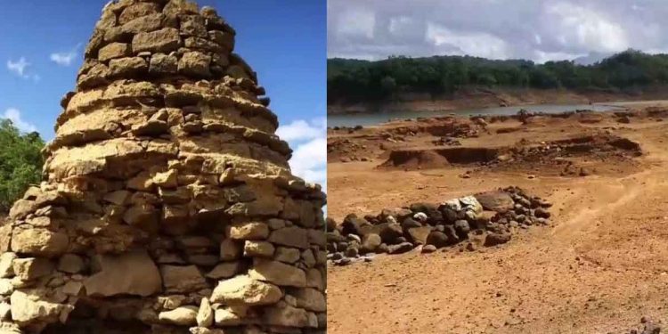 Samanala reservoir water level decreased up to bottom :The ancient Kinchigune Pagoda also appears! I Sri Lanka Latest News