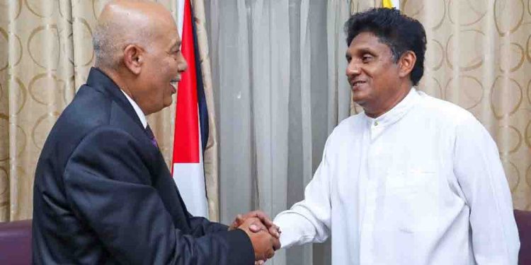 Opposition leader Sajith meets the Palestinian ambassador and expresses his condolences for the people of both countries! Says war is not the only way to solve the problem! VIDEO & PHOTOS I Sri Lanka Latest News
