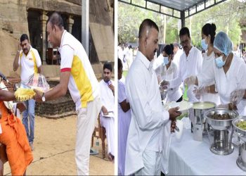 People’s Bank offers Vesak almsgiving to devotees observing Sil at Gal Viharaya