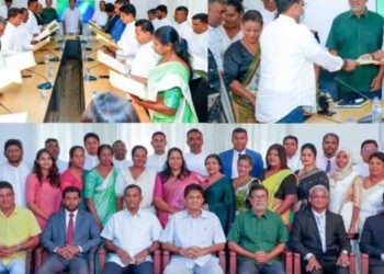 SJB Members Sworn In at Colombo Municipal Council in Presence of Opposition Leader Sajith Premadasa