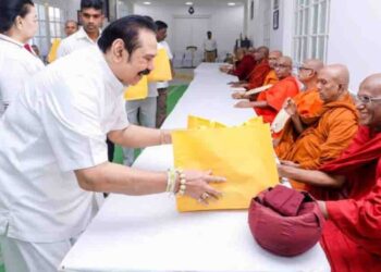 Almsgiving Ceremony Held at Carlton House for Former President Mahinda Rajapaksa’s 80th Birthday