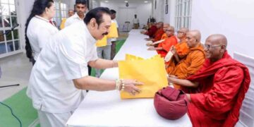 Almsgiving Ceremony Held at Carlton House for Former President Mahinda Rajapaksa’s 80th Birthday