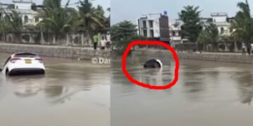 Jeep Submerged in Saindamarudu Floods with Three Occupants Trapped