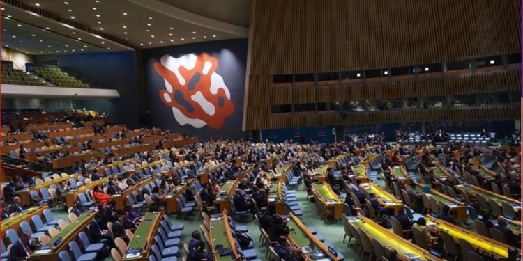 The UN General Assembly adopted a resolution Tuesday on the “Peaceful settlement of the question of Palestine.”