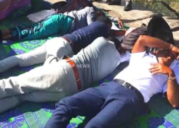 Development Officers Stage Hunger Strike Outside Presidential Secretariat