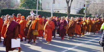 Sri Lankan Embassy in Washington Welcomes Globally Watched Buddhist Monks’ Peace March; Hosts Midday Almsgiving.