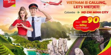 Vietjet offers fares from USD90 and free checked baggage exclusively on its first Sri Lanka–Vietnam route
